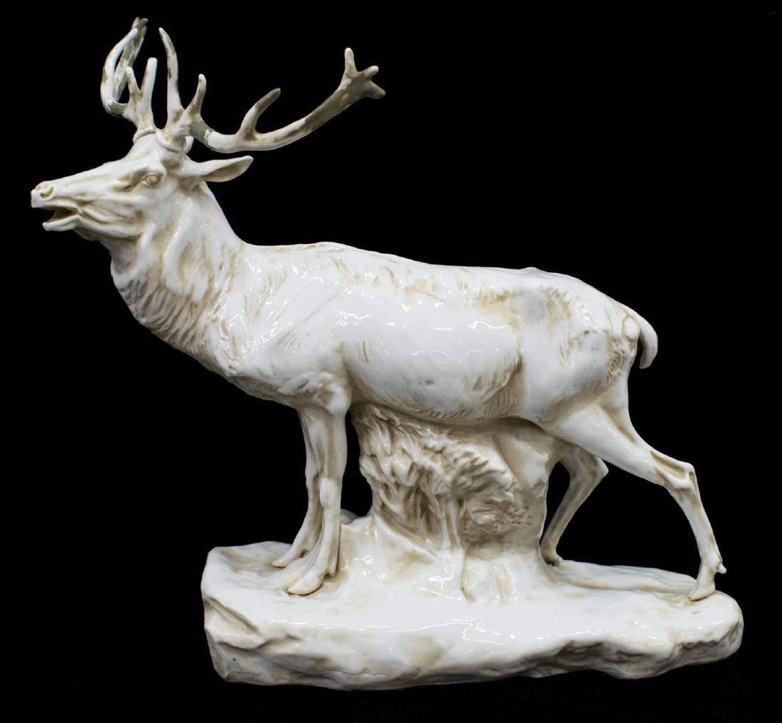 KARL ENS WHITE PORCELAIN BULL ELK SCULPTURE (1 of 4)