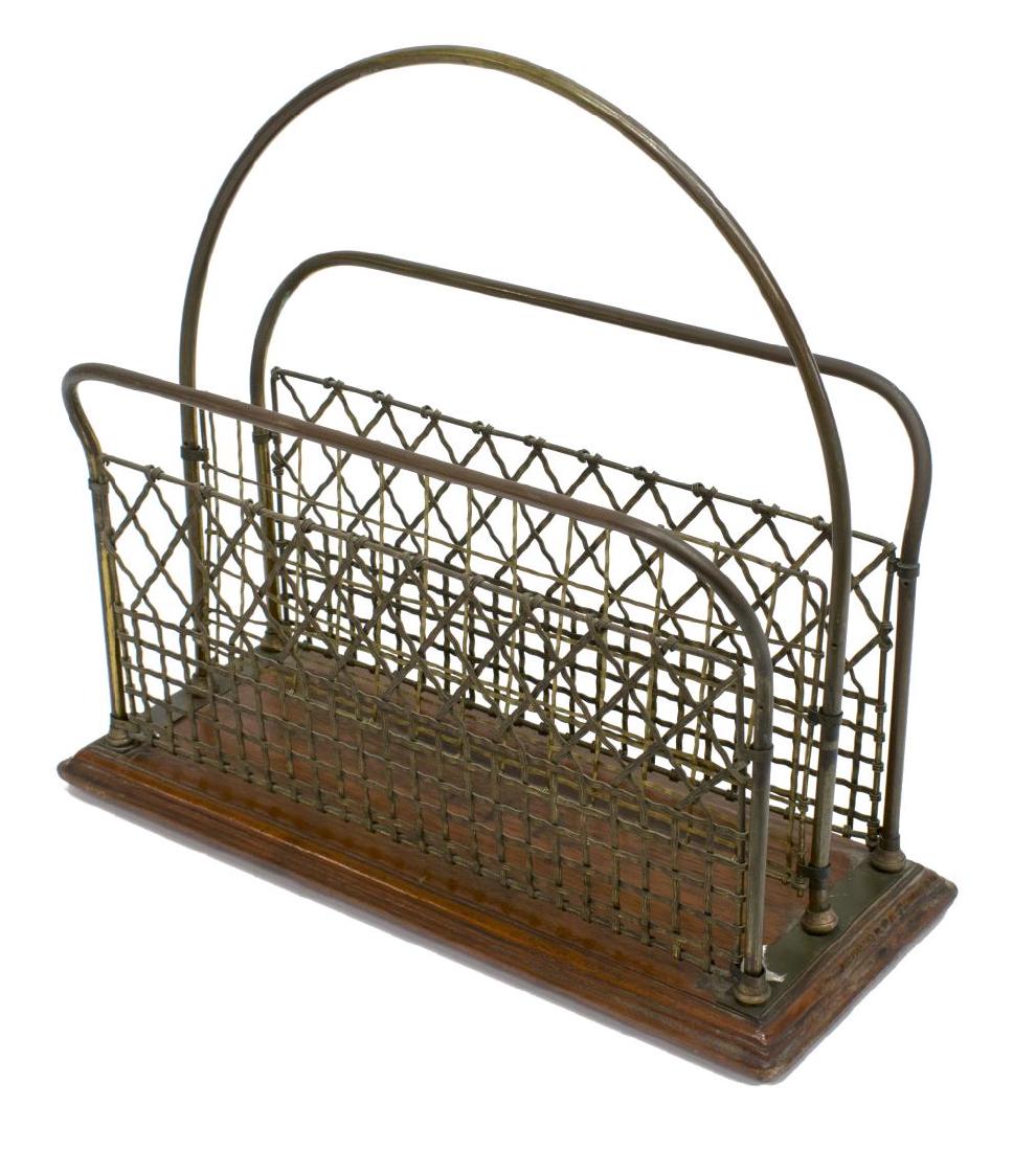 DIMINUTIVE VIENNESE METAL & WOOD MAGAZINE RACK (1 of 2)