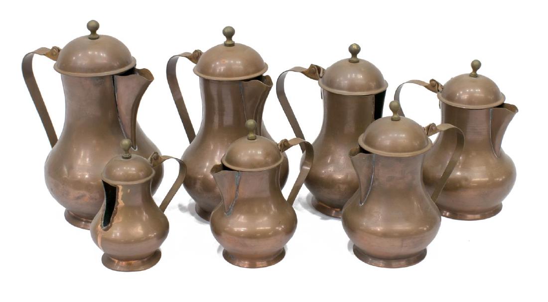 (7) VINTAGE CONTINENTAL GRADUATED COPPER KETTLES (1 of 4)