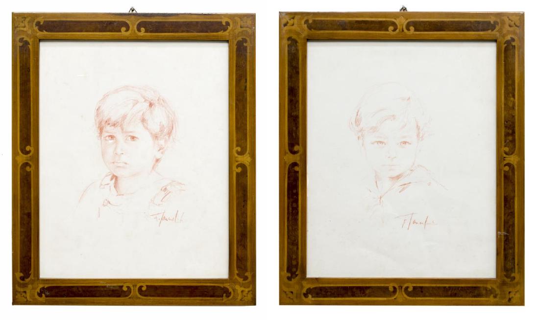 (2) FRAMED SIGNED CHILD PORTRAIT SKETCHES (1 of 4)