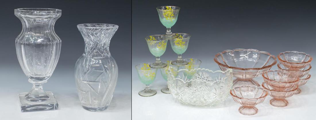 (16) GLASS SERVICEWARE DESSERT SET, STEMS, VASES (1 of 3)