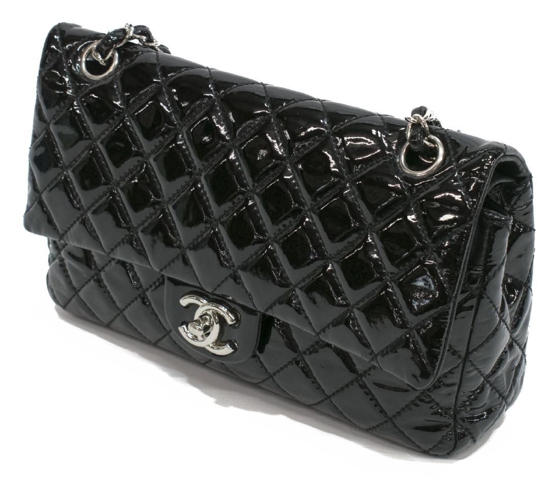 CHANEL BLACK PATENT CLASSIC DOUBLE FLAP BAG (1 of 5)