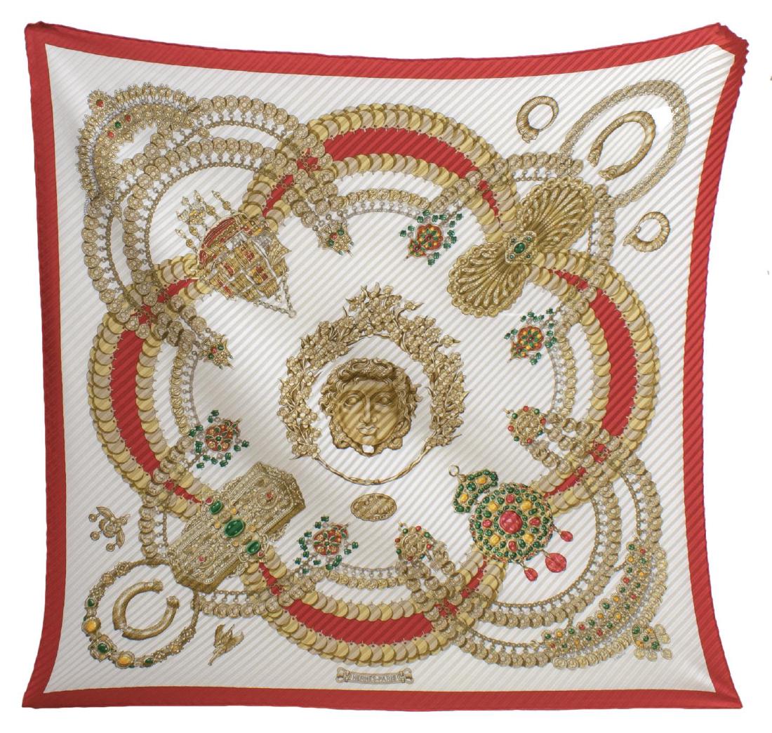 HERMES SILK TWILL PLISSE PLEATED SCARF 'KOSMIMA' (1 of 3)