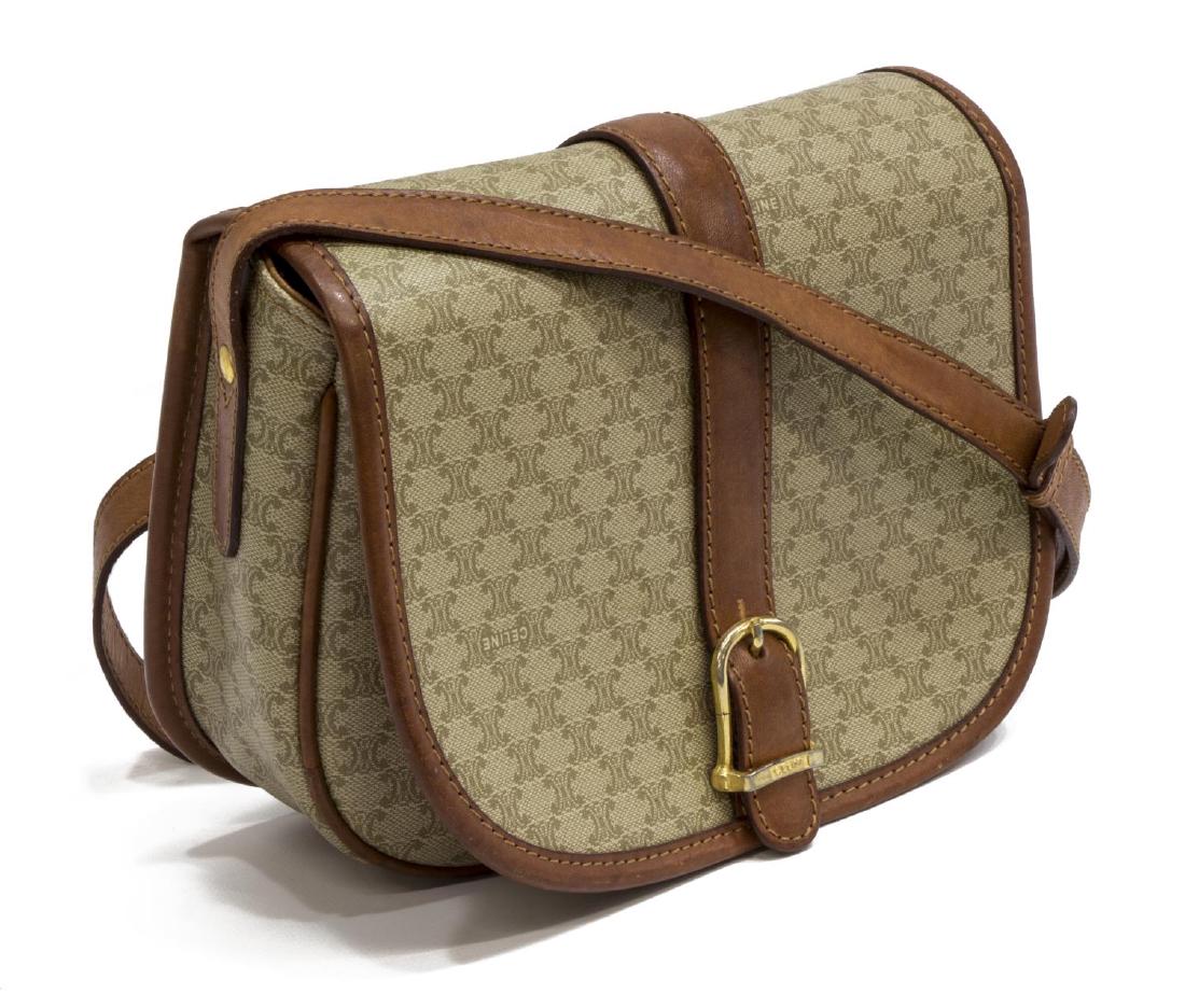 CELINE TAN MACADAM CANVAS & LEATHER FLAP BAG (1 of 5)