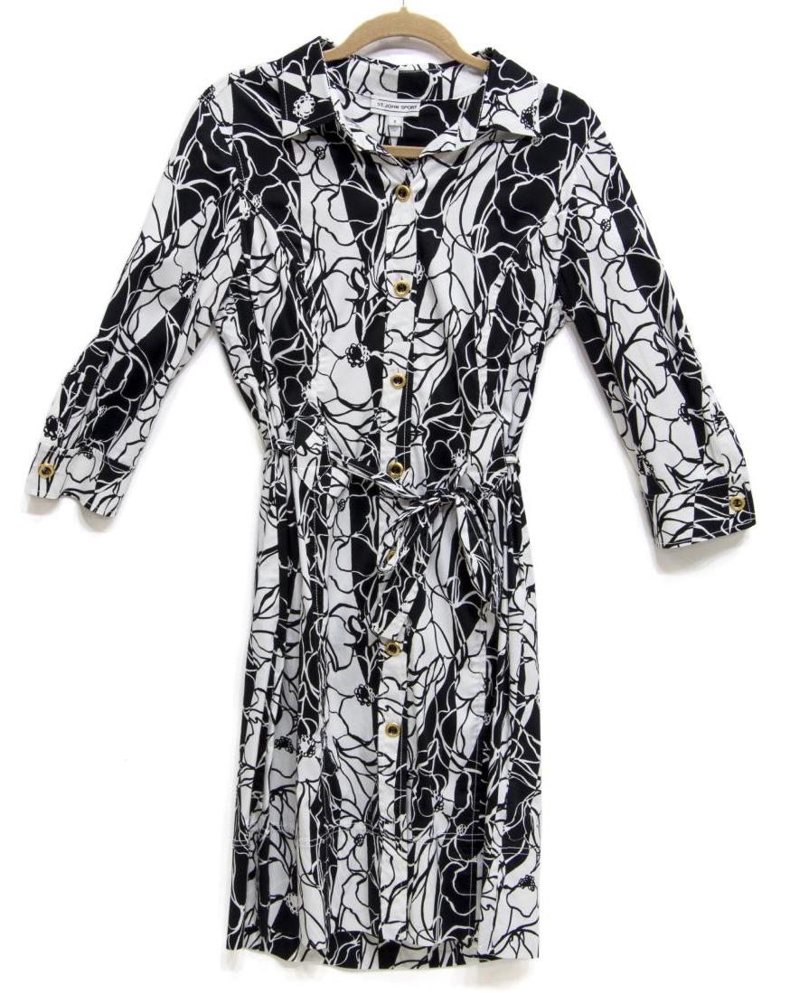 ST. JOHN SPORT BLACK & WHITE PRINT SHIRT DRESS (1 of 4)
