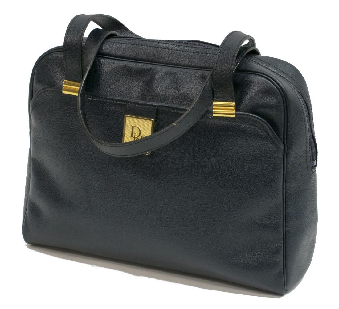 CHRISTIAN DIOR NAVY BLUE LEATHER HANDBAG (1 of 4)