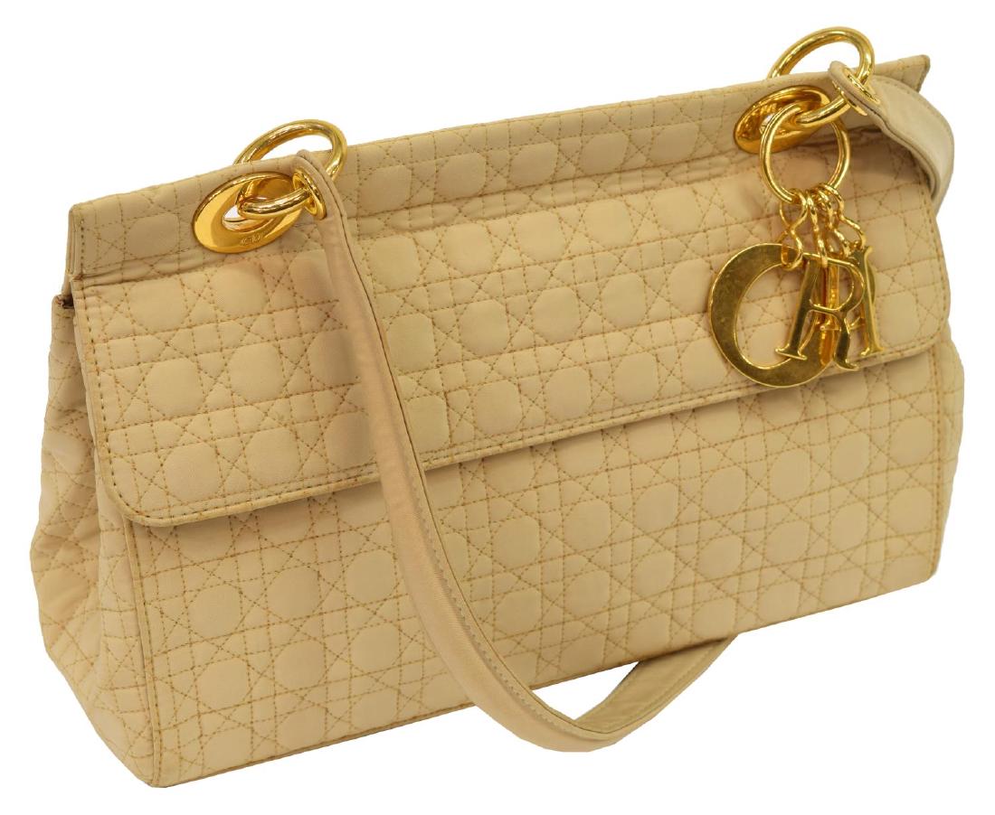 CHRISTIAN DIOR BEIGE QUILTED FABRIC SHOULDER BAG (1 of 5)
