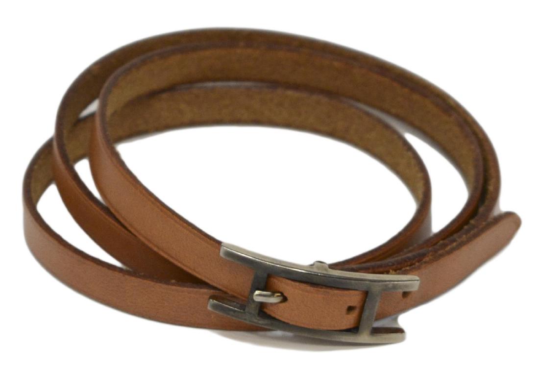 HERMES 'HAPI 3' TOUR BROWN LEATHER BRACELET (1 of 4)