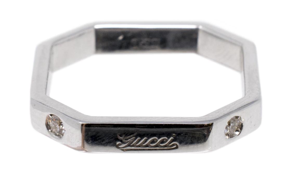 LADIES GUCCI 18K WHITE GOLD & DIAMOND OCTAGON RING (1 of 3)