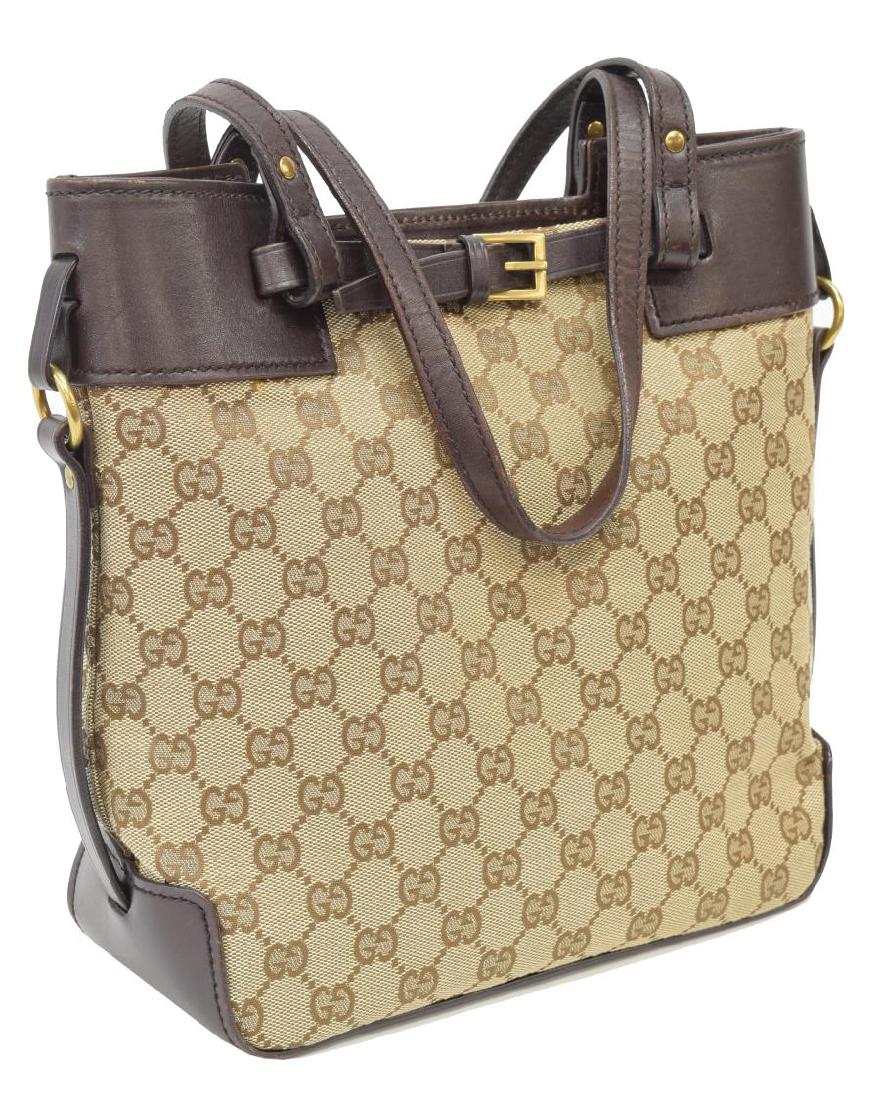 GUCCI BROWN & TAN GG CANVAS BELT TOTE BAG (1 of 5)