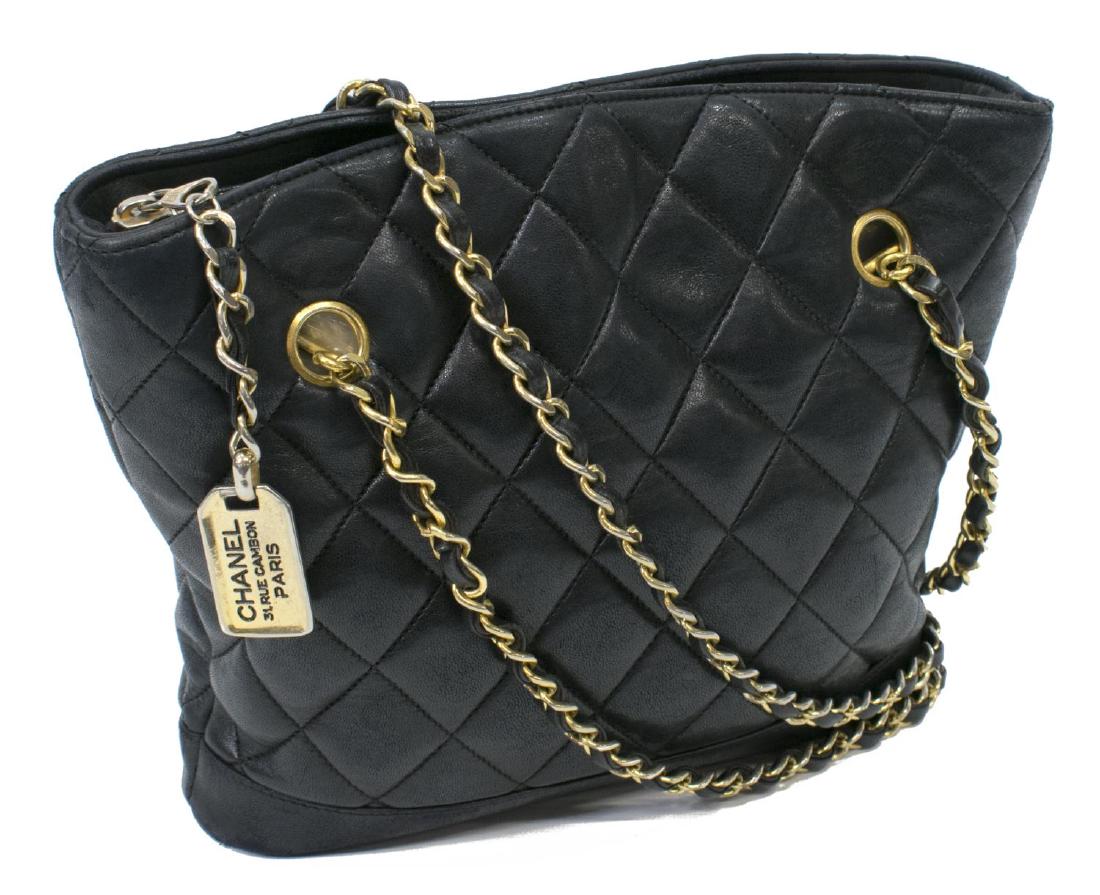 CHANEL QUILTED BLACK LEATHER DOUBLE CHAIN BAG (1 of 4)