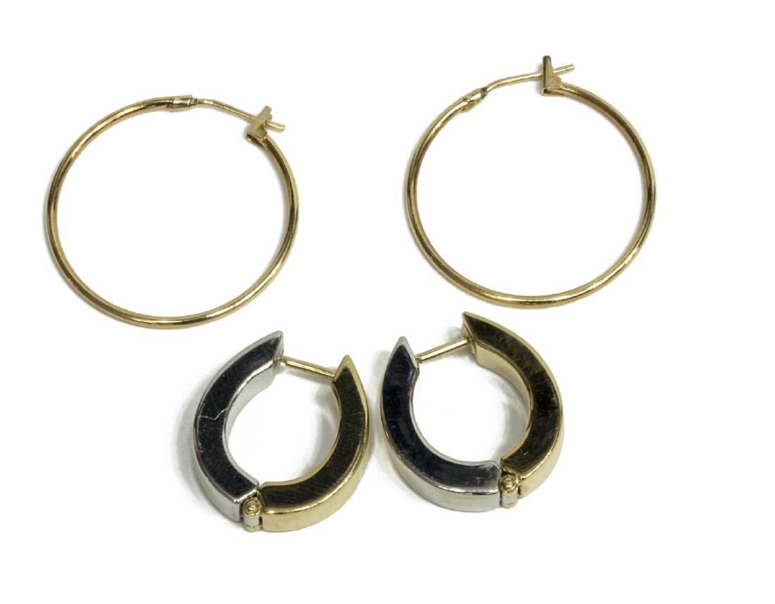 (2 PR) LADIES ESTATE 14KT GOLD PIERCED EARRINGS (1 of 3)