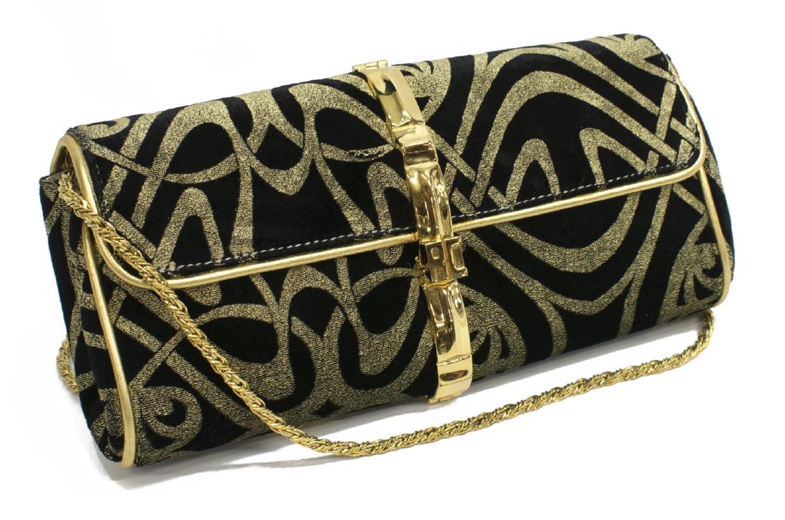 ROBERTO CAVALLI GOLD & BLACK RUNWAY CLUTCH (1 of 8)
