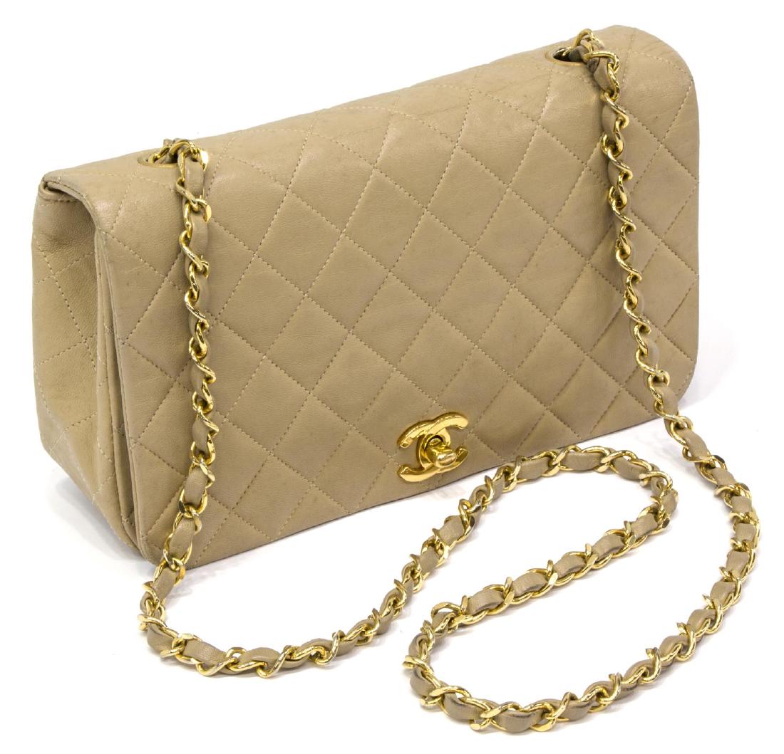 CHANEL 'MADEMOISELLE' TAN QUILTED LEATHER HANDBAG (1 of 5)