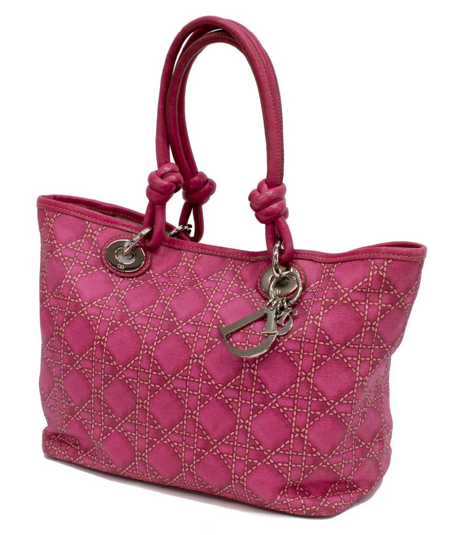LADY DIOR PINK CANNAGE PRINT CANVAS TOTE BAG (1 of 4)
