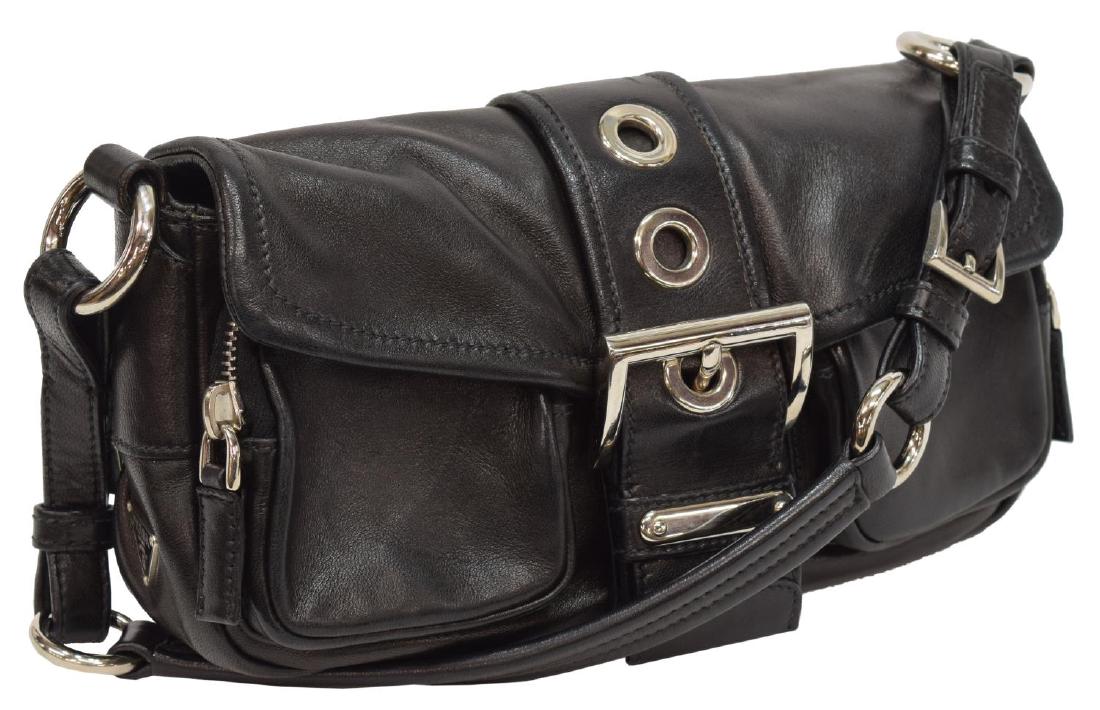 PRADA BLACK NAPPA LEATHER BUCKLE SHOULDER BAG (1 of 4)