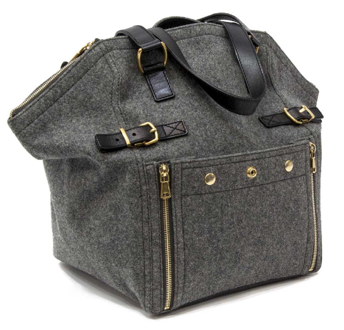 YVES ST. LAURENT 'DOWNTOWN' GREY FELT CANVAS BAG (1 of 5)