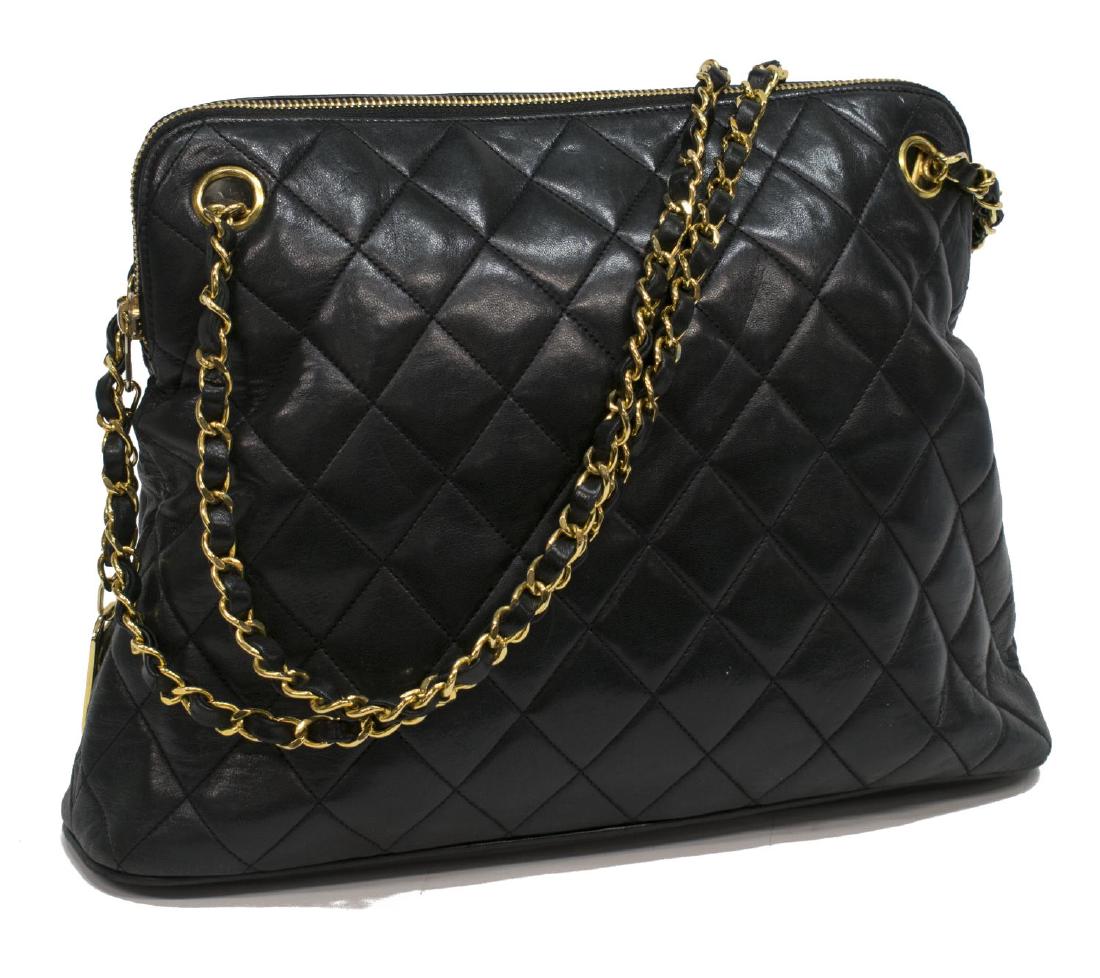 CHANEL BLACK QUILTED LEATHER SHOPPING TOTE (1 of 5)