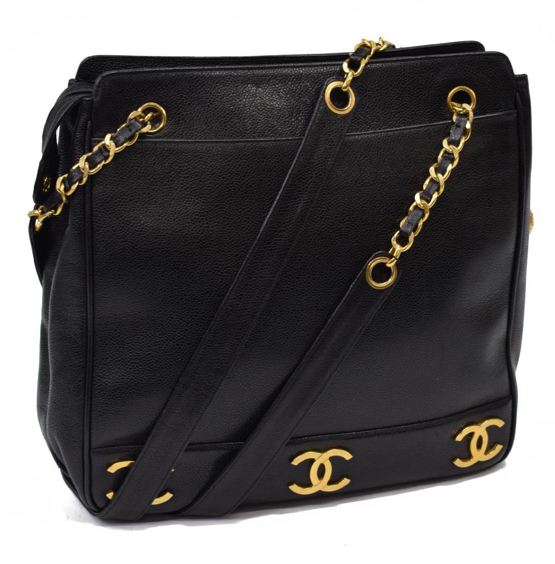 CHANEL BLACK CAVIAR LEATHER CC LOGO SHOULDER BAG (1 of 4)
