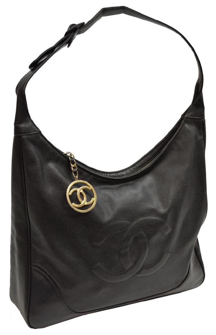CHANEL BLACK CAVIAR LEATHER MEDALLION HOBO BAG (1 of 4)