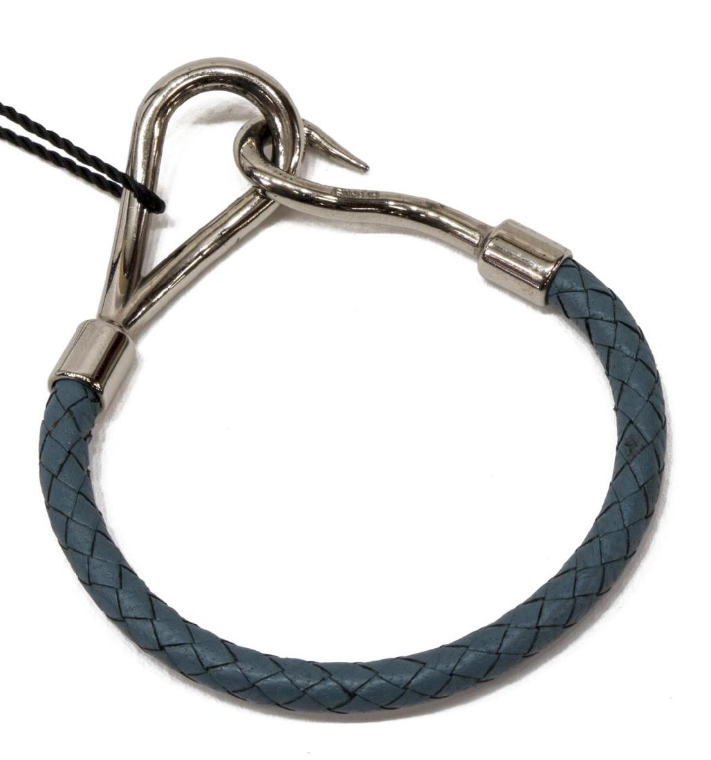 HERMES 'JUMBO' BLUE BRAIDED LEATHER BRACELET (1 of 3)