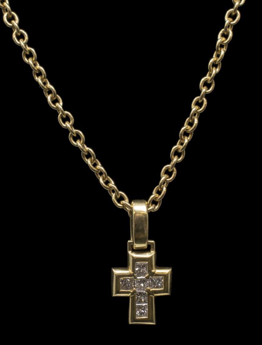 BULGARI 18K YELLOW GOLD DIAMOND CROSS NECKLACE (1 of 3)