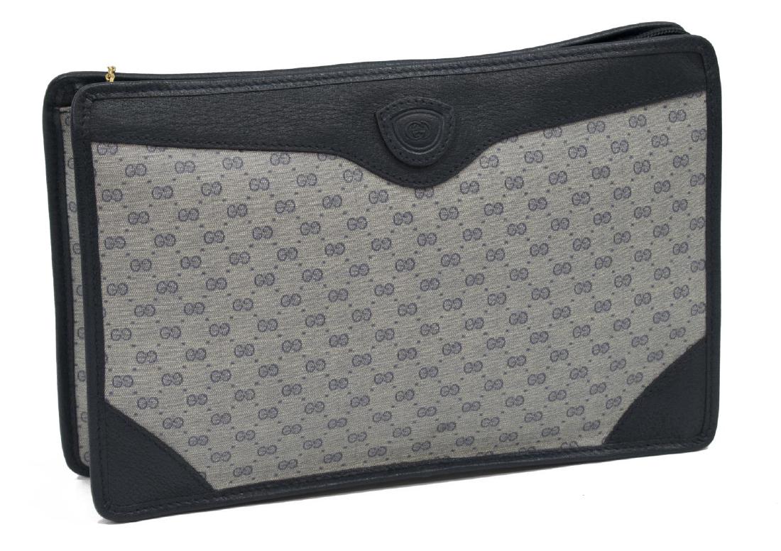 GUCCI BLUE MONOGRAM CANVAS COSMETIC POUCH (1 of 5)