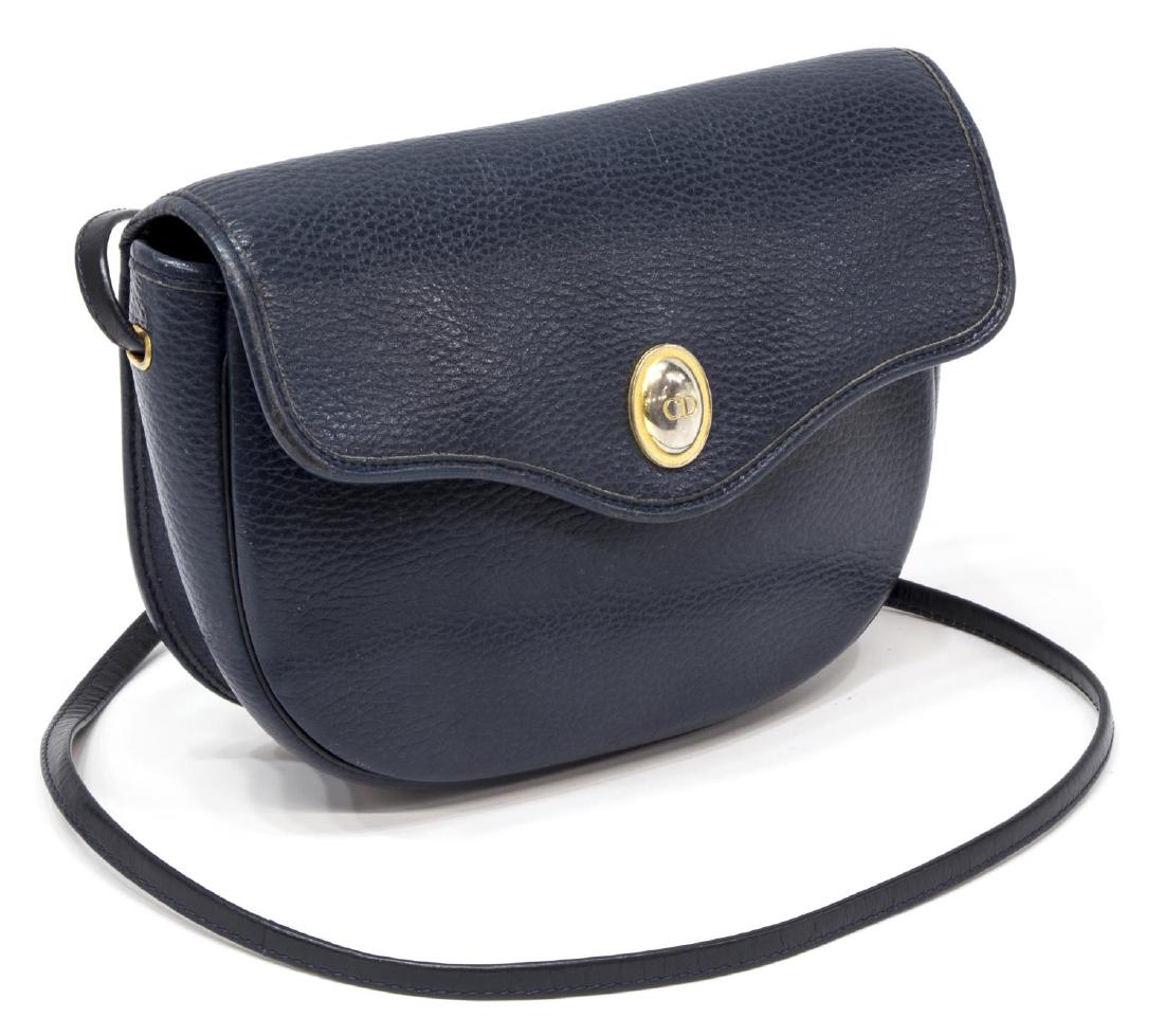 CHRISTIAN DIOR BLUE GRAINED LEATHER HANDBAG (1 of 5)