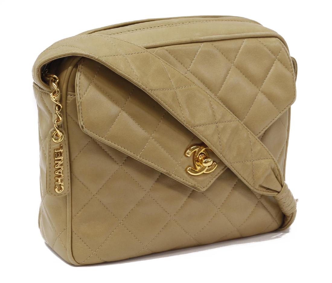 CHANEL QUILTED TAN LAMBSKIN LEATHER SHOULDER BAG (1 of 5)