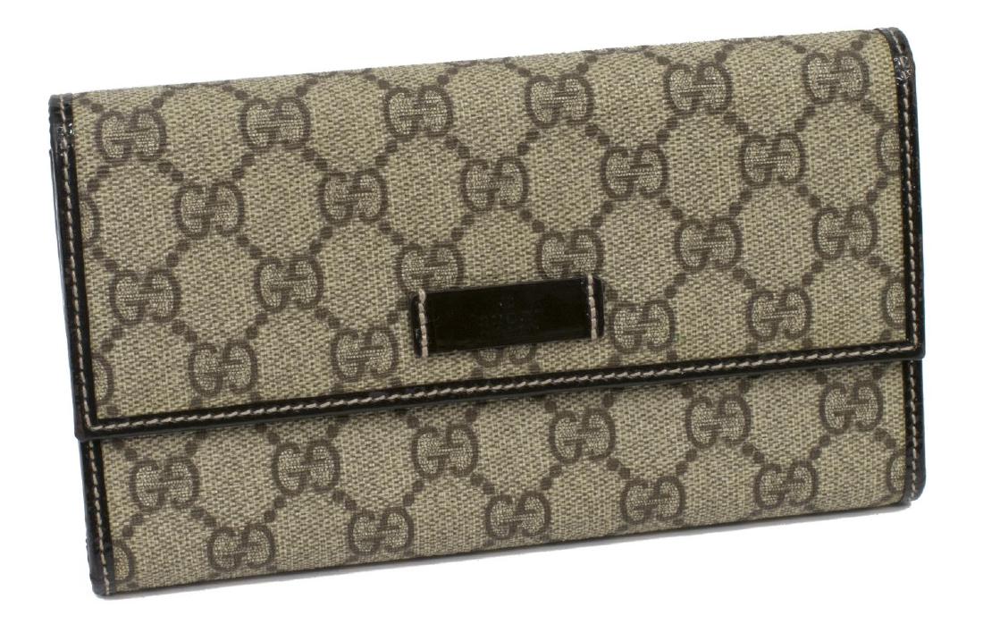 GUCCI TRI FOLD MONOGRAM CANVAS LONG WALLET (1 of 7)