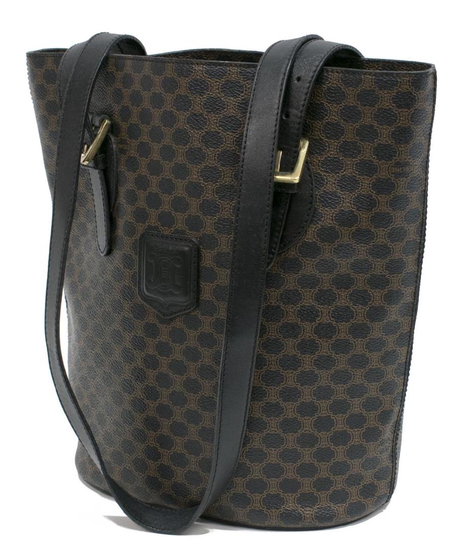 CELINE MACADAM COATED CANAS BUCKET SHOULDER BAG (1 of 6)