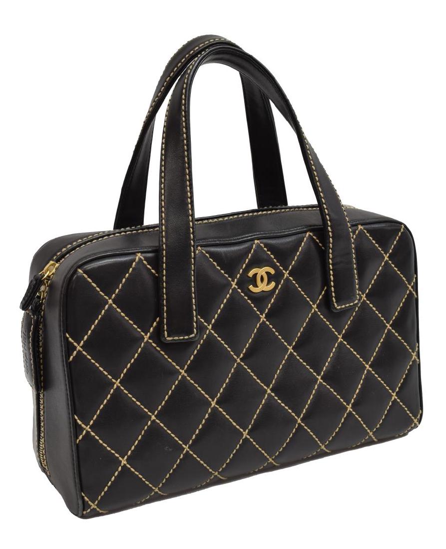 CHANEL BLACK LEATHER 'WILD STITCH' HAND BAG (1 of 4)