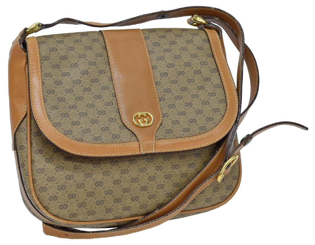 GUCCI BROWN GG CANVAS & LEATHER CROSSBODY BAG (1 of 4)
