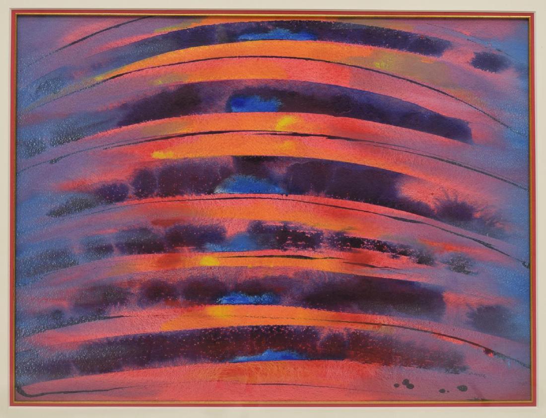 RALPH E. WHITE (TX,1921-2004) WATERCOLOR PAINTING: Framed watercolor on paper, Untitled Abstract, signed lower right R. White (Ralph Ernest White, Jr., Texas, Minnesota, 1921-2004), sight: 21.25"h, 27.25"w, overall: 35"h, 42"w, 18.5lbs Start Price: $2