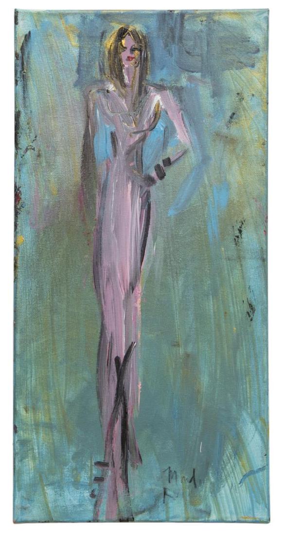 FRANCO MONDINI-RUIZ PAINTING ON CANVAS, BEAUTY: Unframed oil on canvas, Timeless Beauty, signed lower right Mondini-Ruiz (Franco Mondini-Ruiz, New York / Texas, b. 1961), personalized and signed verso, 20"h, 10"w, .75lb Start Price: $150.00