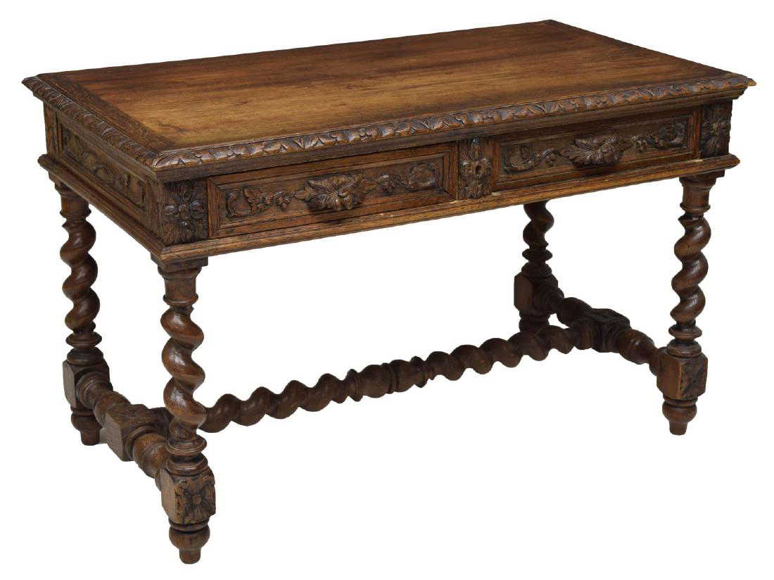 French Louis Xiv Style Carved Writing Desk 19th C