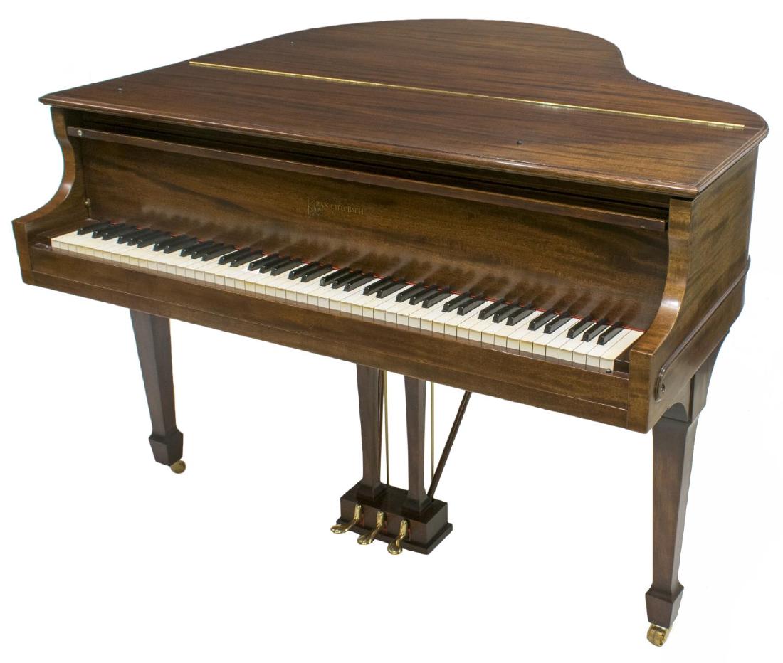 FINE KRANICH & BACH MAHOGANY BABY GRAND PIANO: Kranich & Bach mahogany cased baby grand piano together with matching piano bench by A. Merriam Company, Acton, Massachusetts, piano SN 73337, manufactured 1935, the piano case appearing in excellent 