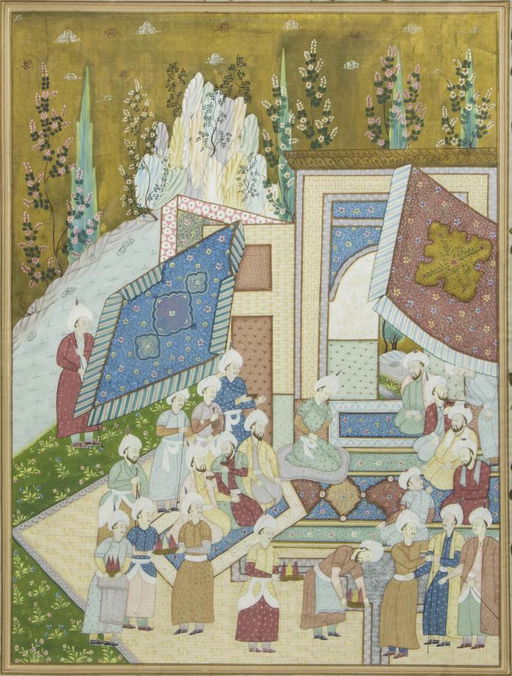 Framed Mughal Style Painting On Silk Gouache Dec 10 2017