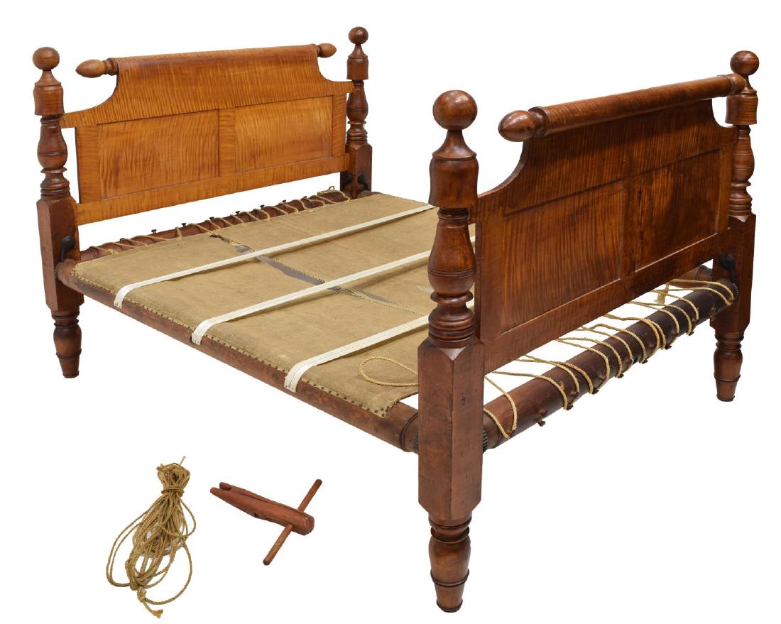 AMERICAN SEA CAPTAIN'S CANNON BALL ROPE BED 19th C