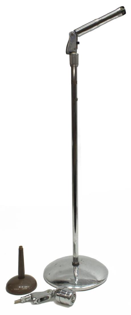 (2) ELECTRO-VOICE 650 & 'SLIMAIR' 636 MICROPHONES: (lot of 2) Vintage Electro-Voice microphones, c.1950s, including: (1) Model 650 dynamic microphone, serial number 44717, accompanied by table stand, approx 12"h, 4.5"diam, (1) 'Slimair' microphone, mo