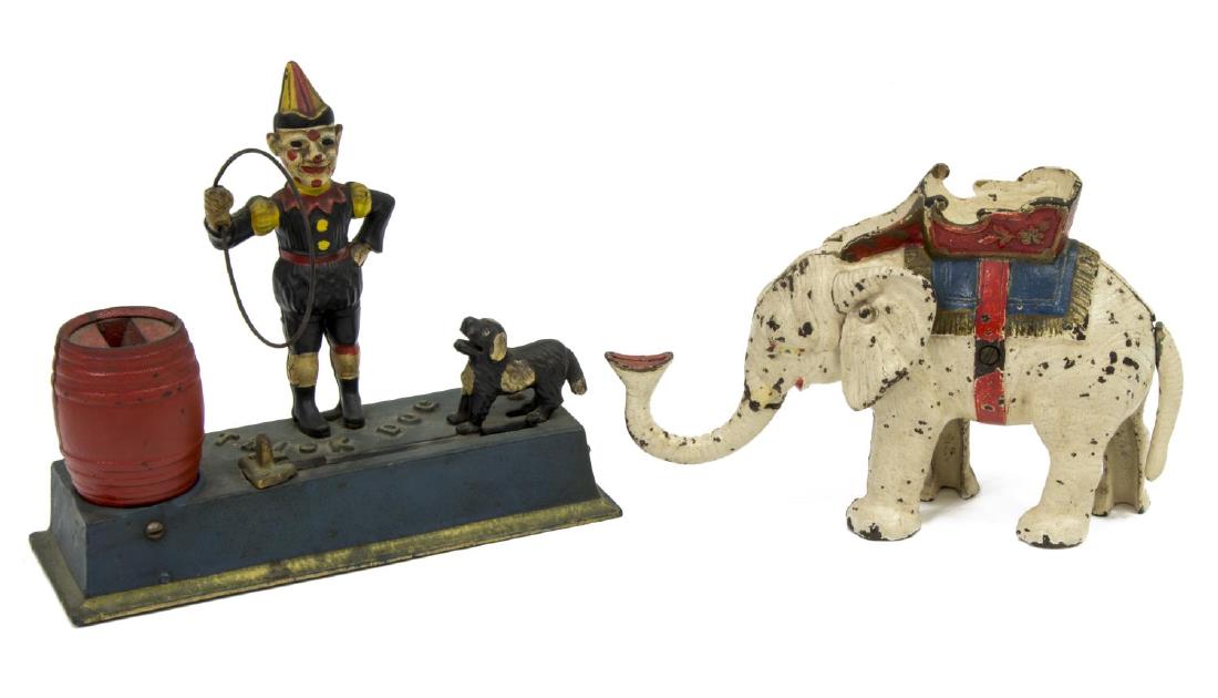 (2) REPRODUCTION CAST IRON MECHANICAL BANKS