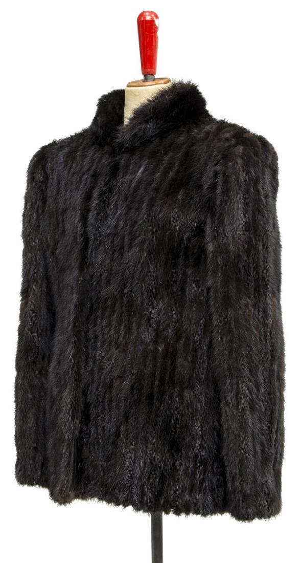 LADIES SAGA MINK FUR COAT: Ladies Saga mink fur coat, hook-and-eye closures at front face, dual slit pockets, 100% Bemberg lining, no interior size label, all measurements approximate: shoulder seam: 17.5", underarm: 20" ** Pro