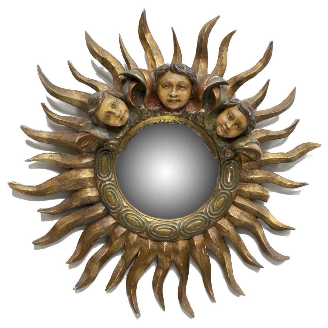 SPAIN CHERUBIM GILTWOOD SUNBURST WALL MIRROR (1 of 3)