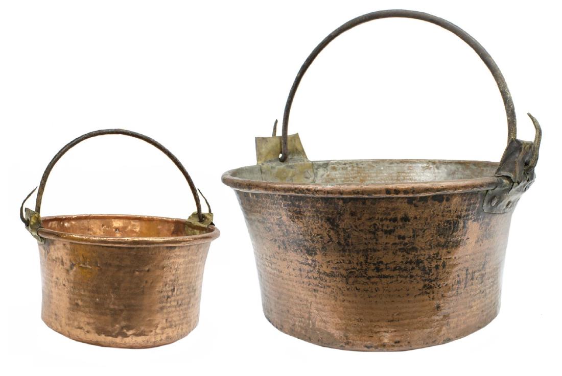 LARGE ANTIQUE FRENCH COPPER & IRON CAULDRONS (1 of 3)