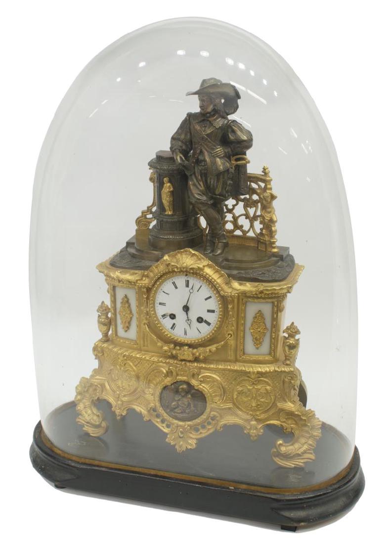 FRENCH FIGURAL MUSKETEER MANTLE CLOCK WITH DOME (1 of 8)