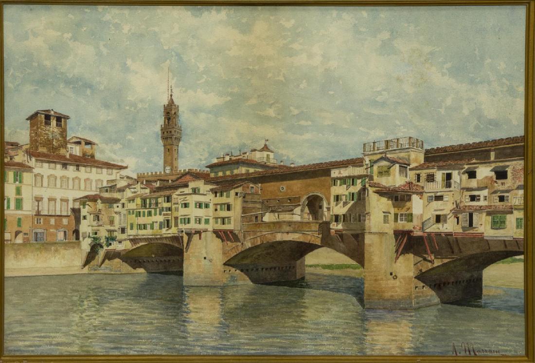 A. MARRANI (19th/20th C.) PONTE VECCHIO WATERCOLOR (1 of 4)