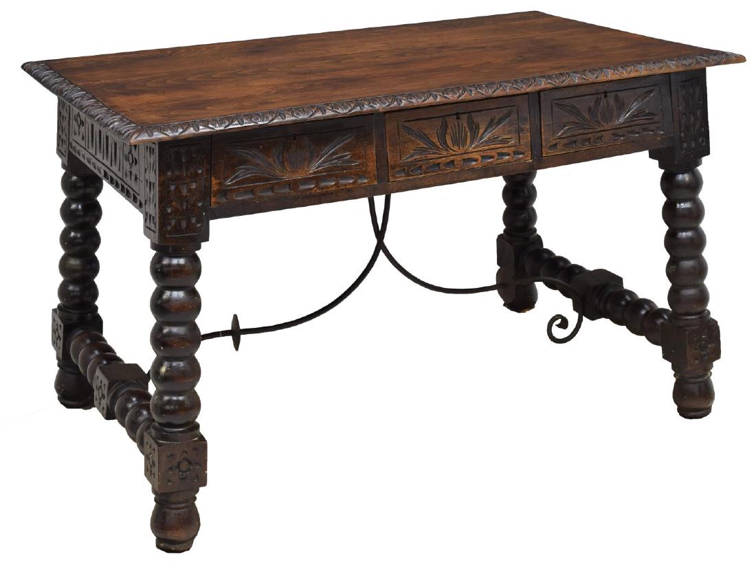 SPANISH BAROQUE TABLE, SPOOL TURNED LEGS (1 of 3)