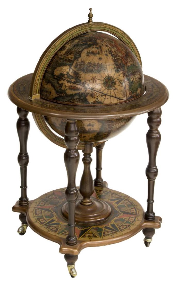 VINTAGE GLOBE FORM ROLLING BAR CART (1 of 5)