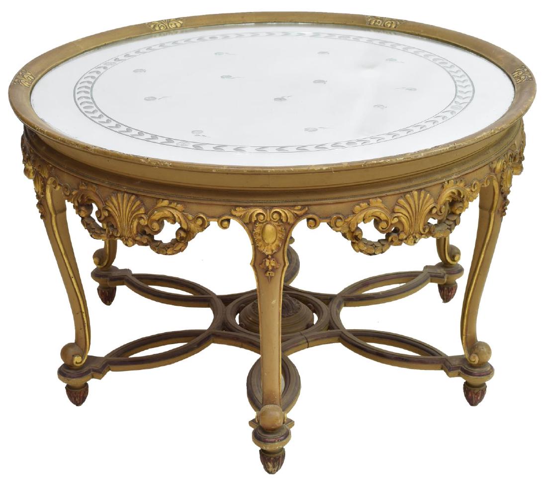 CONTINENTAL LOUIS XV STYLE MIRROR-TOP COFFEE TABLE (1 of 3)