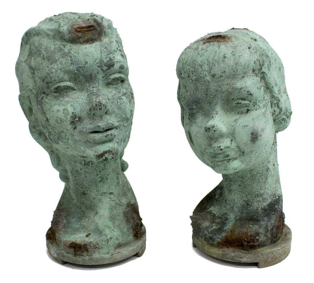 (2) LARGE PATINATED BUST DOLL MANNEQUIN MOLDS (1 of 6)